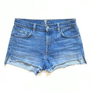 7 For All Mankind Monroe Cut Off Denim Jean Shorts Womens 27 Blue High Rise